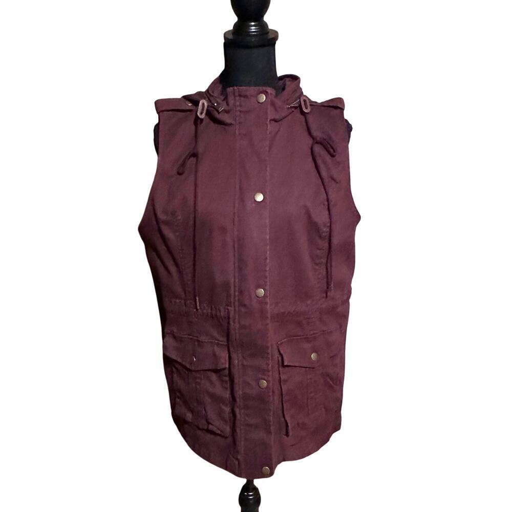 Market & Spruce Dark Red Maroon Utility Vest Women's XL